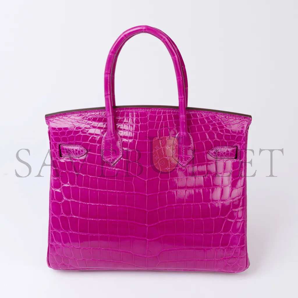 H**mes master birkin 30 crocodile leather hot peach silver buckle h041354ck03 (30*22*15cm)